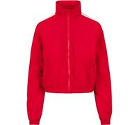 Urban Classics Ladies Short Striped Crinkle Track Jacket Blouson, Rouge (Red/WHT 00202), Small Femme
