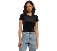 Urban Classics Ladies Short Velvet Tee T-Shirt, Black, M Femme