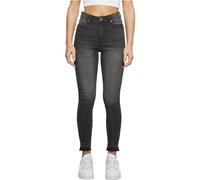 Urban Classics Ladies Skinny High Waist Open Hem Jeans, Pantalons Femme, Black Washed,
