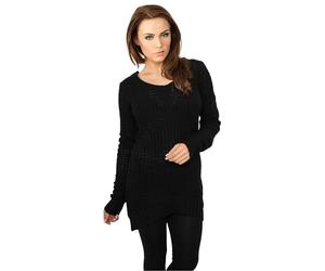 Urban Classics Ladies Sweat Long Wideneck Femme Pull tricoté Noir