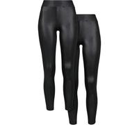 Urban Classics Ladies Synthetic Leather Leggings 2-Pack, Black+Black, 5XL Femme