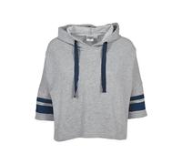 Urban Classics Ladies Taped Short Sleeve Hoody Sweatshirt Capuche, Gris (Gris/Bleu Marine 01199), S Femme