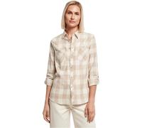 Urban Classics Ladies Turnup Checked Flanell Shirt Chemise, Blanc/Taupe Clair, 3XL Femme