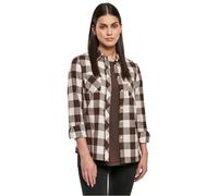 Urban Classics Ladies Turnup Checked Flanell Shirt Chemise, Pink/Brown, L Femme