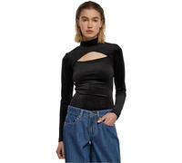 Urban Classics Ladies Velvet Cut-Out Turtleneck Body T-Shirt, Black, S Femme