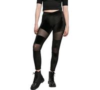 Urban Classics Ladies Velvet Tech Mesh Leggings, Noir, S Femme