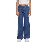 Urban Classics Ladies Waist Wide Denim Pantalons, Mid Indigo Washed, W27 Femme