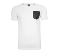 Urban Classics Leather Imitation Pocket Tee T-Shirt, Multicolore (WHT/blk 00224), Large Homme