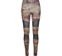 Urban Classics Legging de Sport Confortable pour Femme avec imprimé Militaire et Inserts en Maille, Coupe ajustée, Camouflage séquoia, XL