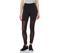 Urban Classics Legging de Sport pour Femme - Taille Haute - Transparent - Maille Technique - avec empiècements en Maille sur Les Jambes - Tailles XS à 5XL, Noir, S