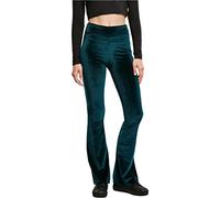 Urban Classics Ladies High Waist Velvet Boot Cut Leggings, Bleu Sarcelle, XL Femme