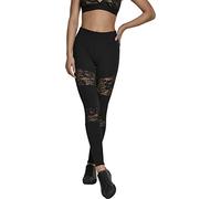 Urban Classics Ladies Laces Inset Leggings Femme, Noir (Black 00007), XS