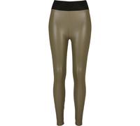 Urban Classics - Legging taille haute en cuir synthétique, pantalon de yoga femme Olive XS
