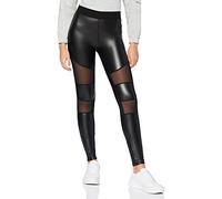 Urban Classics Ladies Tech Mesh Faux Leather Leggings, Noir, M Femme