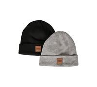 Urban Classics Logopatch Beanie Kids 2-Pack Bonnet, Noir/Gris, 122/128 Mixte Enfant