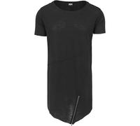 Urban Classics Long Open Edge Front Zip Tee T-Shirt, Noir, M Hommes