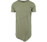 Urban Classics Long Open Edge Front Zip Tee, T- T-Shirt Homme, Vert-Grün (lightolive 729), XXL