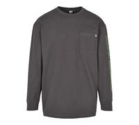 Urban Classics Longsleeve Neon Logo Boxy Pocket Ls T-Shirt, darkshadow, S Homme