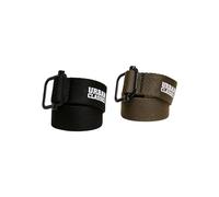 Urban Classics Lot de 2 Ceintures en Toile Industrielle, Noir/Vert Olive, Small-Medium Mixte