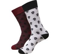 Urban Classics Lot de 2 Chaussettes Allover Têtes de Mort Bourgogne/Blanc