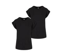 Urban Classics Ladies Extended Shoulder Tee 2-Pack T-Shirt, Noir, S Femme
