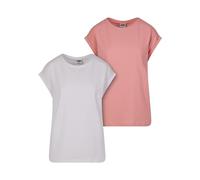 Urban Classics Lot de 2 t-Shirts pour Femme - Épaule étendue - Disponible en différentes Couleurs - Tailles XS à 5XL, Rose Citron/Blanc, S