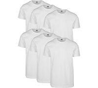 URBAN CLASSICS Lot de 6 T-Shirts pour Hommes Basiques, Coupe Près du Corps, Manches Courtes, Col Rond, white, Taille XL
