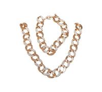 Urban Classics Mixte Basic Diamond Necklace And Bracelet Set Boutons de manchette, Gold, One Size