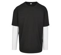 Urban Classics Oversized Shaped Double Layer Ls Tee T-Shirt, Multicolore (Black/White 00826), Small Homme