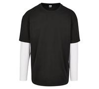 Urban Classics Oversized Shaped Double Layer Ls Tee T-Shirt, Multicolore (Black/White 00826), X-Large Homme