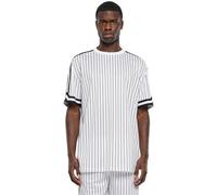 Urban Classics Tb6680-oversized Striped Mesh Tee T-Shirt, Blanc/Noir, XL Hommes
