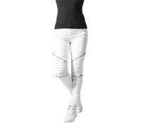 Urban Classics Pantalon biker stretch femme blanc - 5 poches mi-taille zips genou 29
