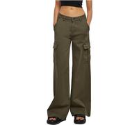 Urban Classics Pantalon Cargo pour Femme Taille Haute à Jambes Larges, Olive, 36