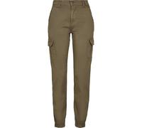 URBAN CLASSICS Pantalon Cargo pour Femme, Taille Haute, Chevilles Resserrées, Poches latérales Plaquées, 98% Coton 2% Élasthanne, Olive, Taille 28