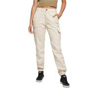 URBAN CLASSICS Pantalon Cargo pour Femme, Taille Haute, Chevilles Resserrées, Poches latérales Plaquées, 98% Coton 2% Élasthanne, Whitesand, Taille 32