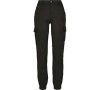 URBAN CLASSICS Pantalon Cargo pour Femme, Taille Haute, Chevilles Resserrées, Poches latérales Plaquées, 98% Coton 2% Élasthanne, Black, Taille 28