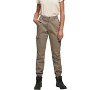 URBAN CLASSICS Pantalon Cargo pour Femme, Taille Haute, Chevilles Resserrées, Poches latérales Plaquées, 98% Coton 2% Élasthanne, Softtaupe, Taille 34