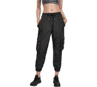Urban Classics Pantalon Cargo pour Femme - Taille Haute - en Nylon froissé - avec Poches plaquées - Disponible dans de Nombreuses Couleurs - Tailles XS à 5XL, Noir, XL