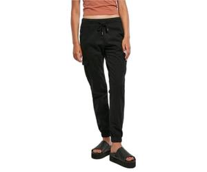 Urban Classics Pantalon cargo taille haute femme noir - jogger en sergé extensible XL