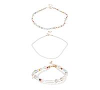 Urban Classics Parure de bijoux bleu / jaune / argent / blanc perle, Taille One Size