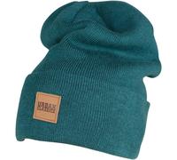 Urban Classics Bonnet Long avec Patch en Cuir Unisexe Bonnet pétrole 100% Polyacrylique