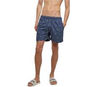 Urban Classics Pattern Palm Short de Bain pour Homme Noir/Olive Basiques Streetwear, Bleu Vintage/Menthe givrée, M
