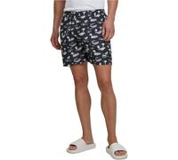 Urban Classics Pattern Palm Short de bain pour homme Noir/olive Basiques Streetwear, noir/blanc, 4XL