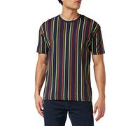 Urban Classics Printed Oversized Retro Stripe Tee T-Shirt, Bleu Marine/Bordeaux, L Homme