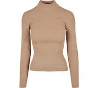 Urban Classics Pull à col roulé côtelé pour Femme, Beige uni, S