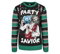 Urban Classics Pull De Noël Saviour Homme Pull de Noël Noir/Vert/Blanc M