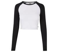Urban Classics Femme Ladies Organic Cropped Retro Baseball Longsleeve T-shirt, White/Black, S EU