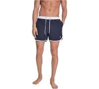 Urban Classics Retro Swimshorts Short de Bain, Ourlet Arrondi, Coupe Courte, 2 Poches Latérales, Cordon à Nouer, Slip Micro-Perforé Intégré, Bleu (Navy/White 01200), XXL Homme
