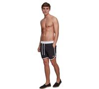 Urban Classics Homme Short de Bain, Ourlet Arrondi, Coupe Courte, 2 Poches Latérales, Cordon à Nouer, Slip Micro-Perforé Intégré, Noir, L
