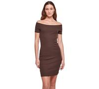 Urban Classics Robe à épaules dénudées côtelées pour Femme, Marron